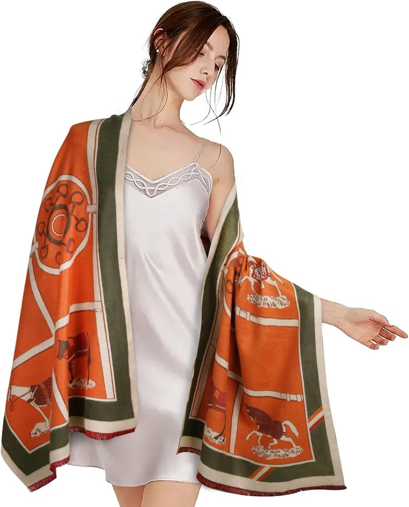 EXTREE Scarfs for Women Pashmina Silky Shawl Wrap for Evening Dressing Blanket Open Front Poncho Cape - Image 2